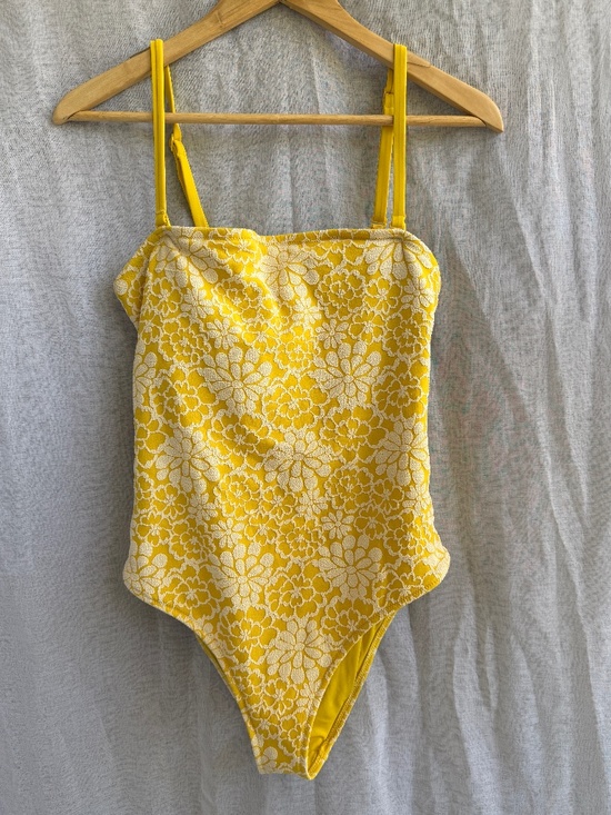 aerie Other - Aerie Yellow and White Floral Cheeky Swimsuit Size Large